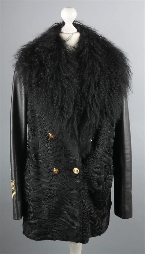 versace fur coat womens|versace black denim jacket.